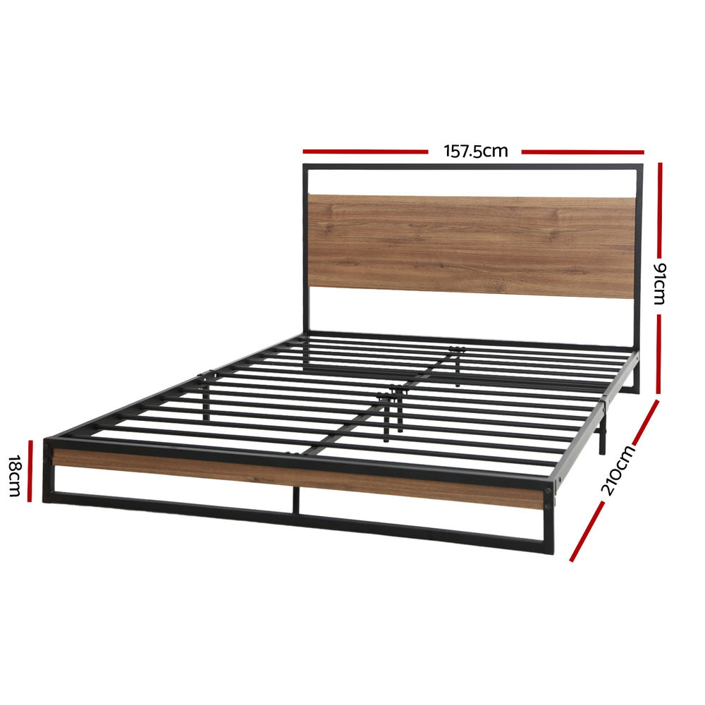 Artiss Dane Queen Bed Frame - Industrial Metal & Wood Design - Deal Done