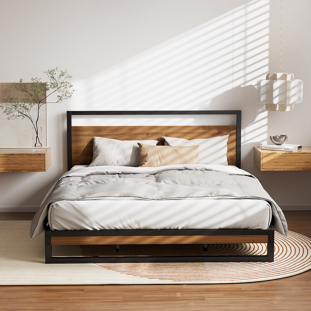 Artiss Dane Queen Bed Frame - Industrial Metal & Wood Design - Deal Done