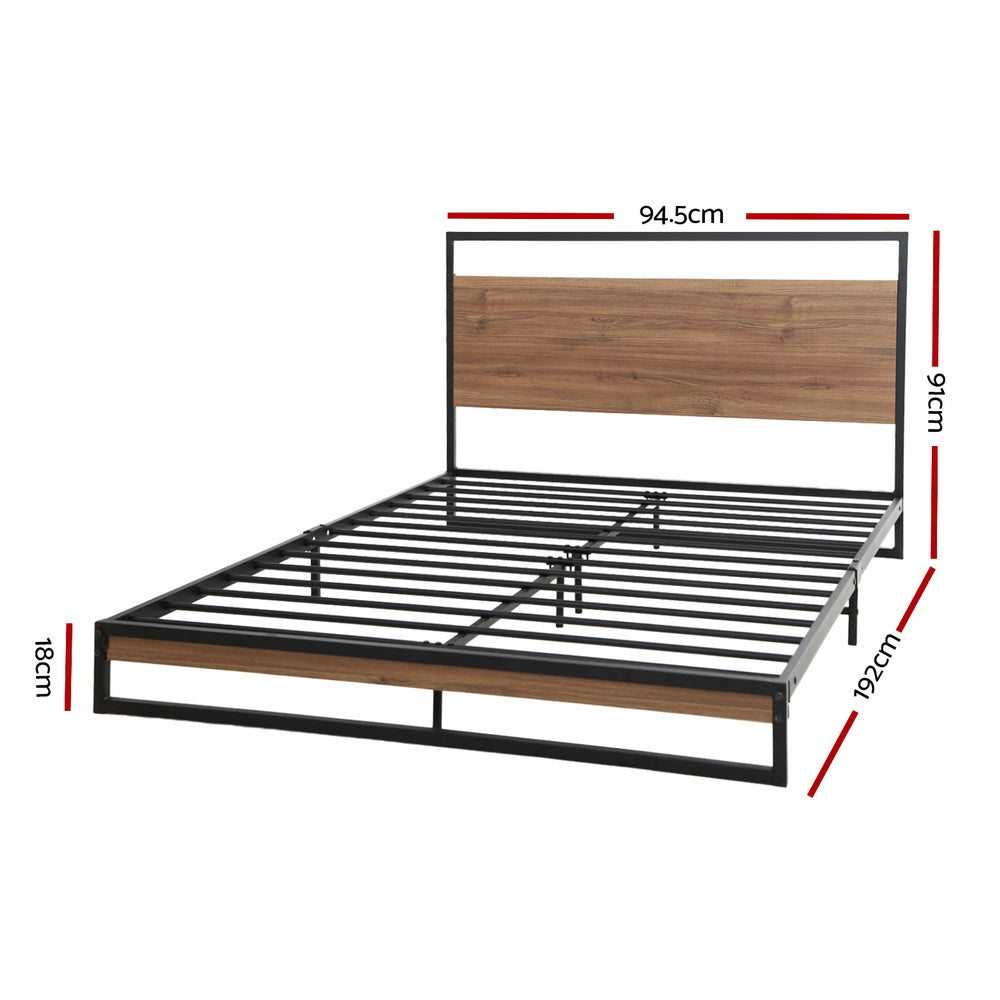 Artiss Dane Single Bed Frame - Industrial Metal & Wood Design - Deal Done