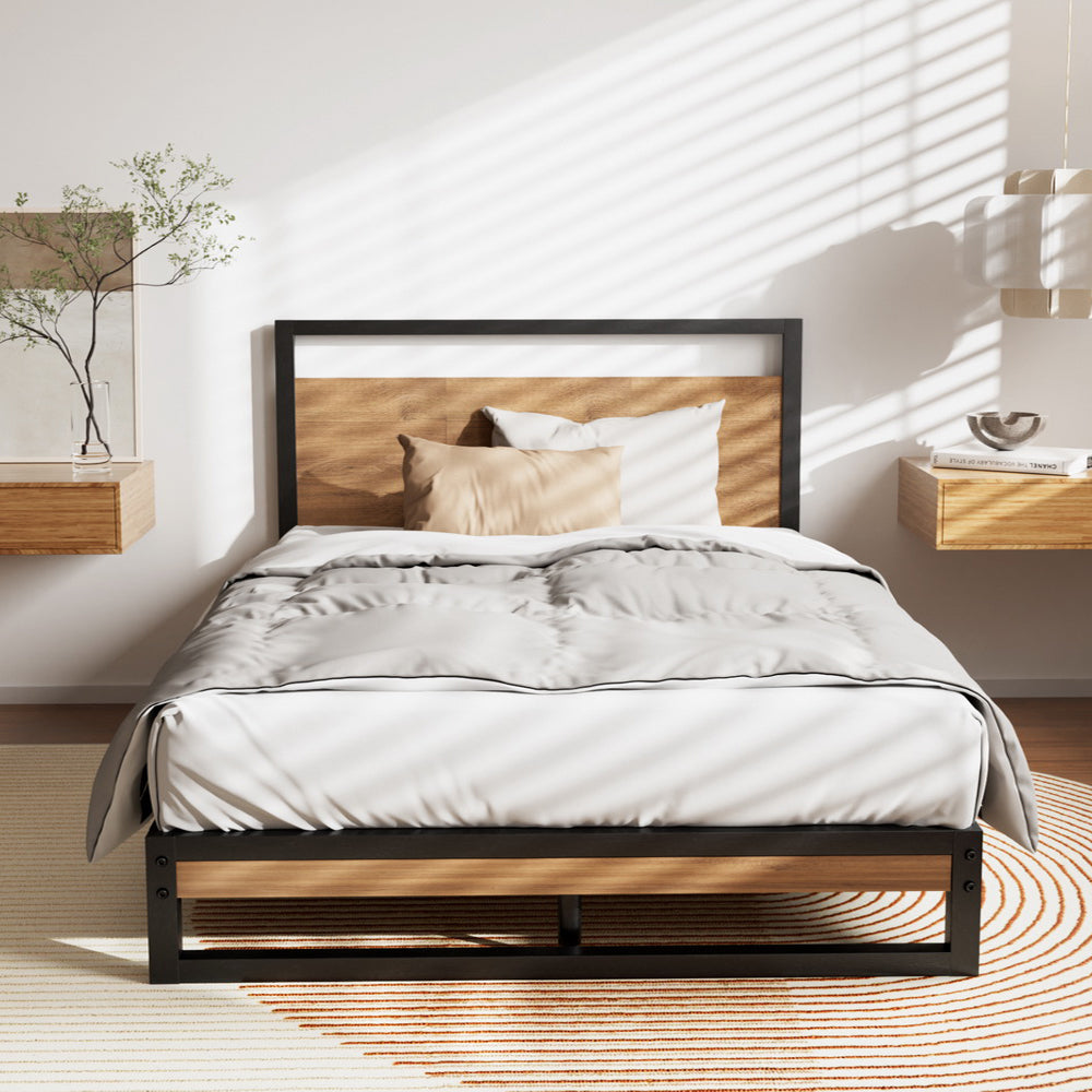 Artiss Dane Single Bed Frame - Industrial Metal & Wood Design - Deal Done