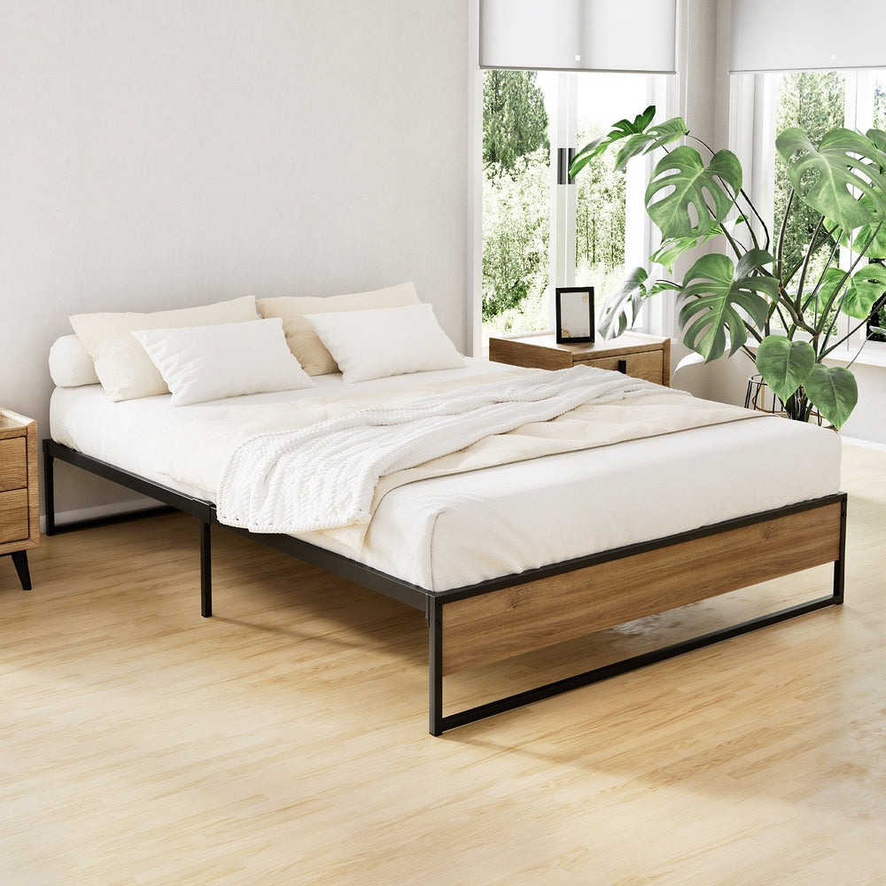 Artiss Oslo Double Bed Frame - Industrial Metal & Wood Design - Deal Done