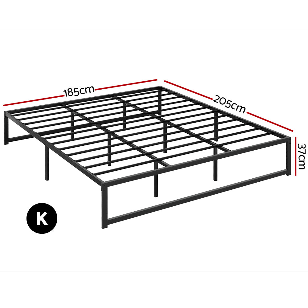 Artiss Tino Metal Bed Frame King - Black Steel Platform Bed - Deal Done