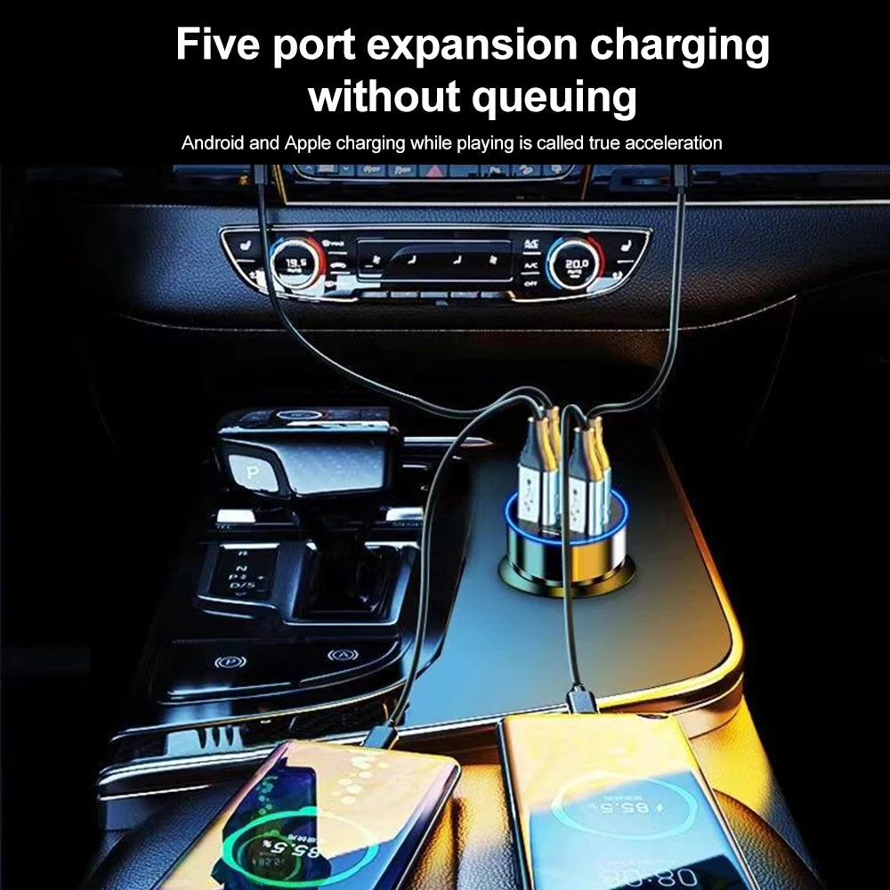Velev 250W Multi-Port Car Charger - PD QC3.0 Fast Charge 6-Port Cigarette Lighter Adapter - Deal Done