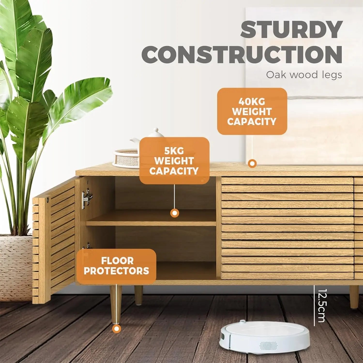 XMSJ TV Cabinet Stand 160cm - Modern with Line Decoration & 4 Side Cabinets - Deal Done