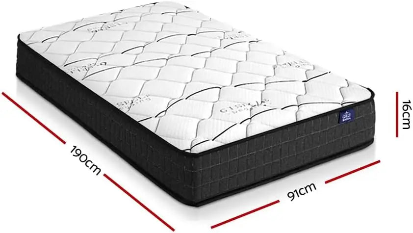 XMSJ Single Mattress 16cm (8") Bonnell Foam - 6-Coil Spring System Breathable Euro Top 5Yrs Warranty - Deal Done