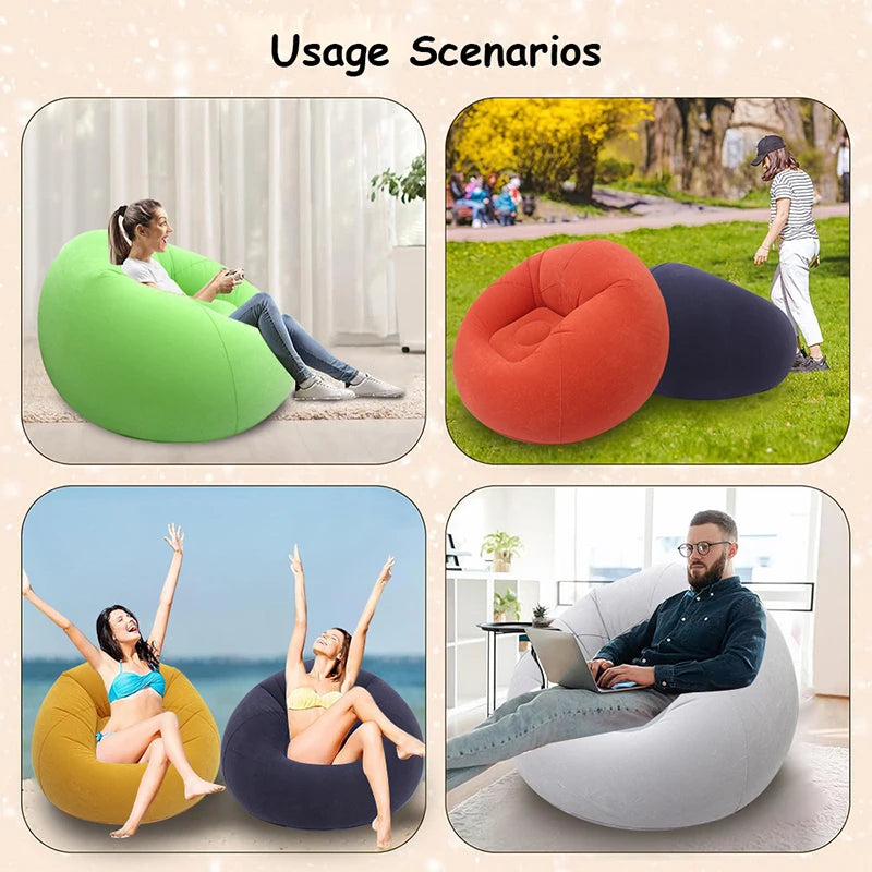 Inflatable Lazy Sofa Folding Portable Pvc Inflatable Air Chair for Living Room Outdoor Camping Convenient Beach Lounge Chair - Deal Done