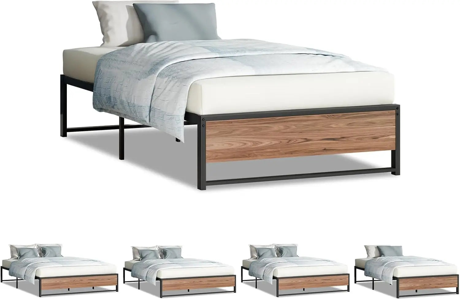 XMSJ Single Metal Bed Frame - Industrial Platform with Reinforced Steel - Deal Done