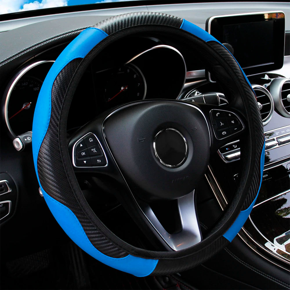 Carbon Fiber Steering Wheel Cover 14.5"-15" Multi-Color
