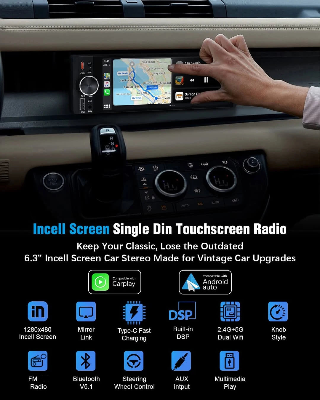 6.86" Car MP5 Radio CarPlay Android Auto
