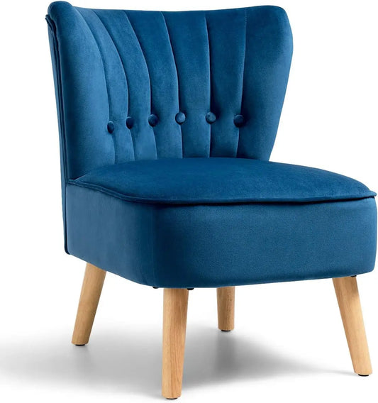 XMSJ Accent Chair Small Upholstered - Button Tufted Armless Wingback with Wood Legs - Deal Done