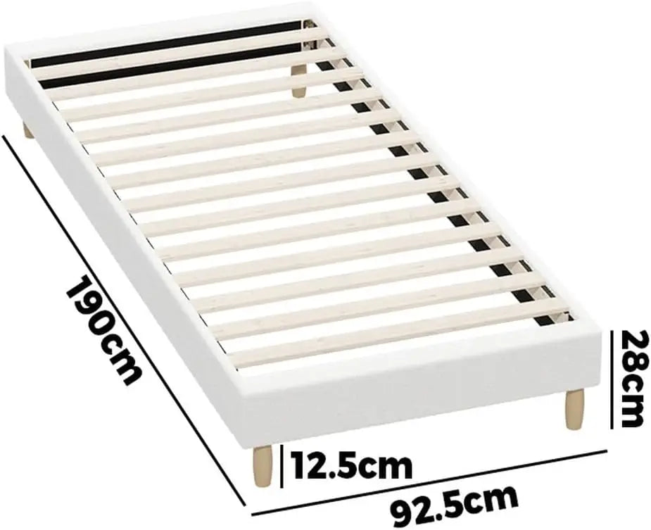 Queen Size Bed Frame Boucle Bed Base White - Deal Done