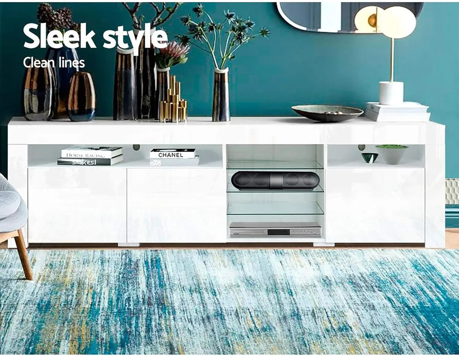 XMSJ Entertainment Unit TV Stand 180cm - Modern Storage Shelf with Cabinets & Cupboard - Deal Done