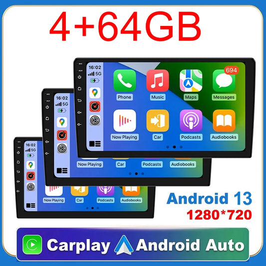 Android 13 Car Radio 7/9/10 Inch Double Din - GPS CarPlay WiFi Bluetooth Multimedia Stereo 64G