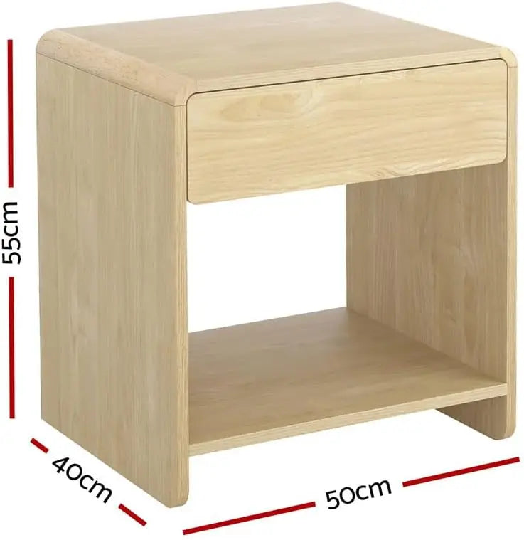 XMSJ Side Table Pine - Modern Morocco Nightstand with Drawer & Shelf - Deal Done