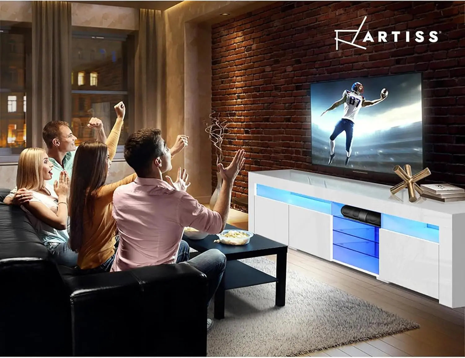 XMSJ Entertainment Unit TV Stand 180cm - Modern Storage Shelf with Cabinets & Cupboard - Deal Done