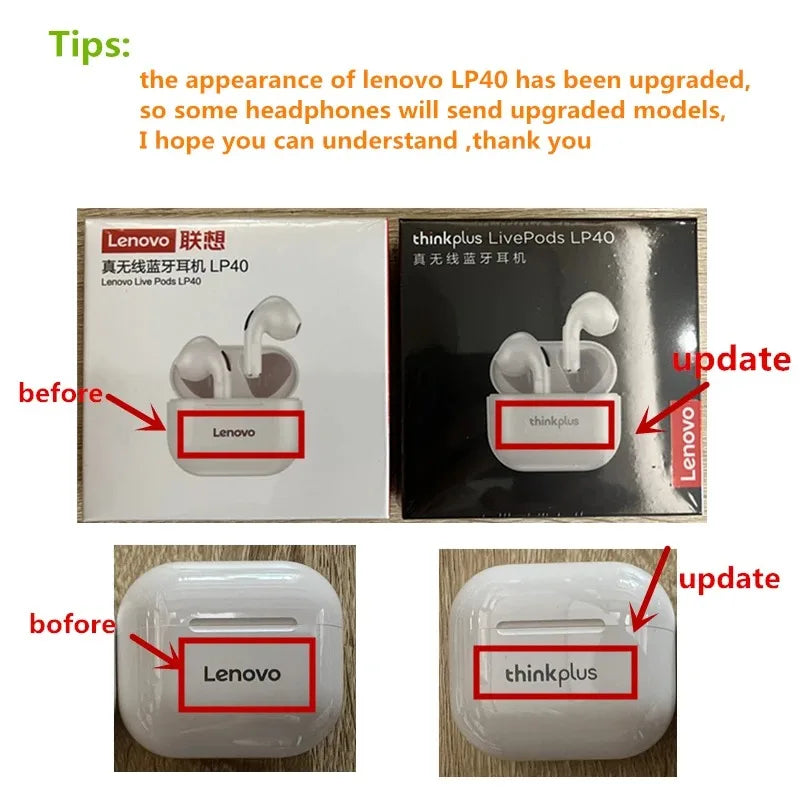Lenovo LP40 TWS Bluetooth 5.3 Earbuds – Waterproof