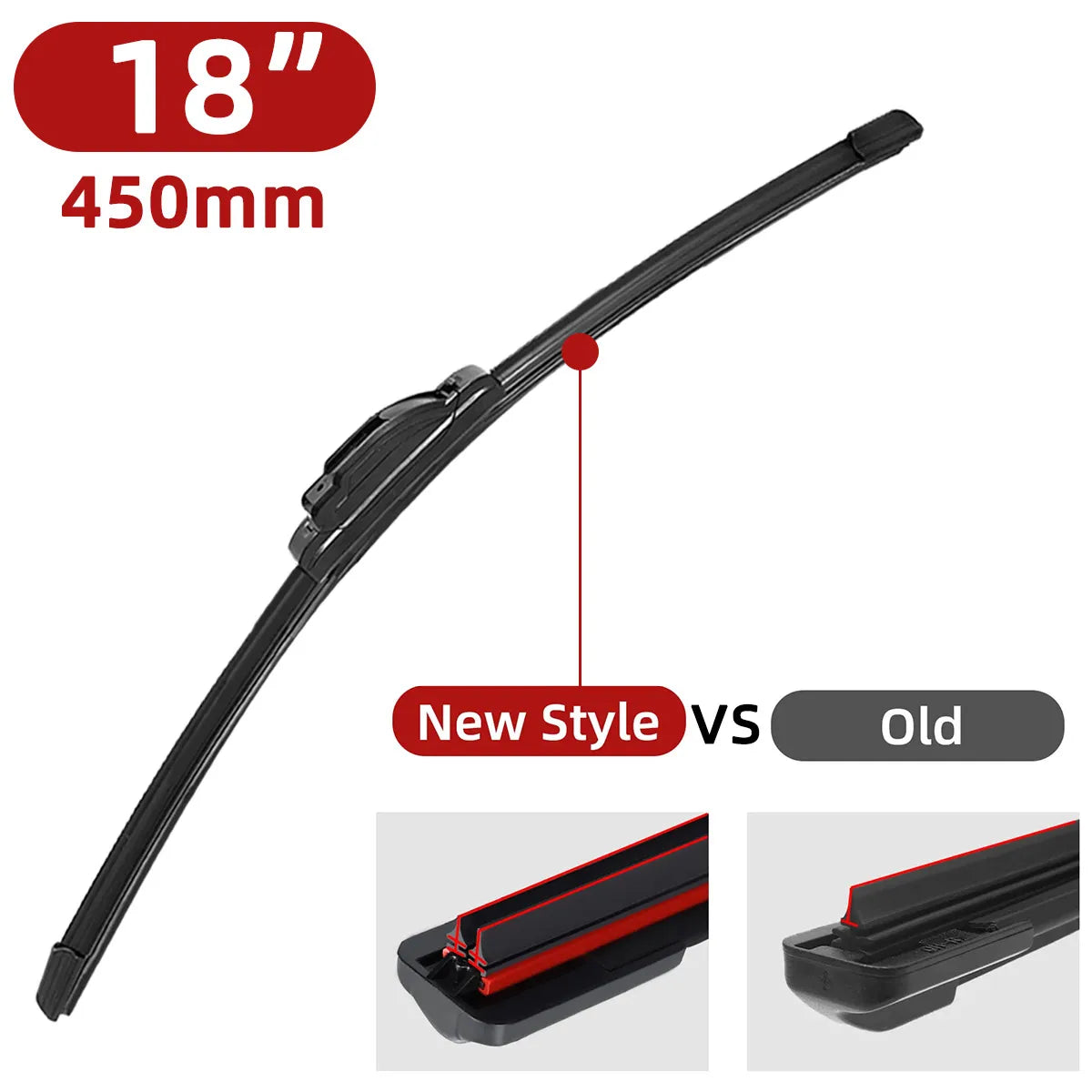 Double Rubber Wiper Blades J/U Hook – 14" to 26"