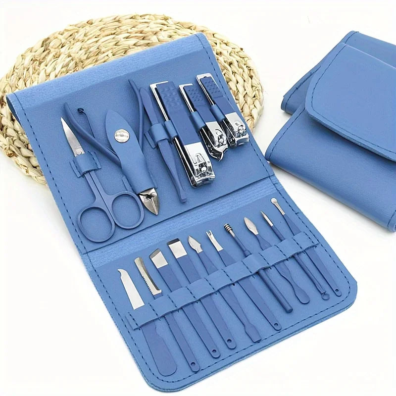 16pcs Professional Nail Clippers Set Stainless Steel - Manicure Pedicure Kit with Travel Case - Deal Done