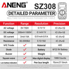 ANENG SZ308 Digital Multimeter – AC/DC Voltage & Current