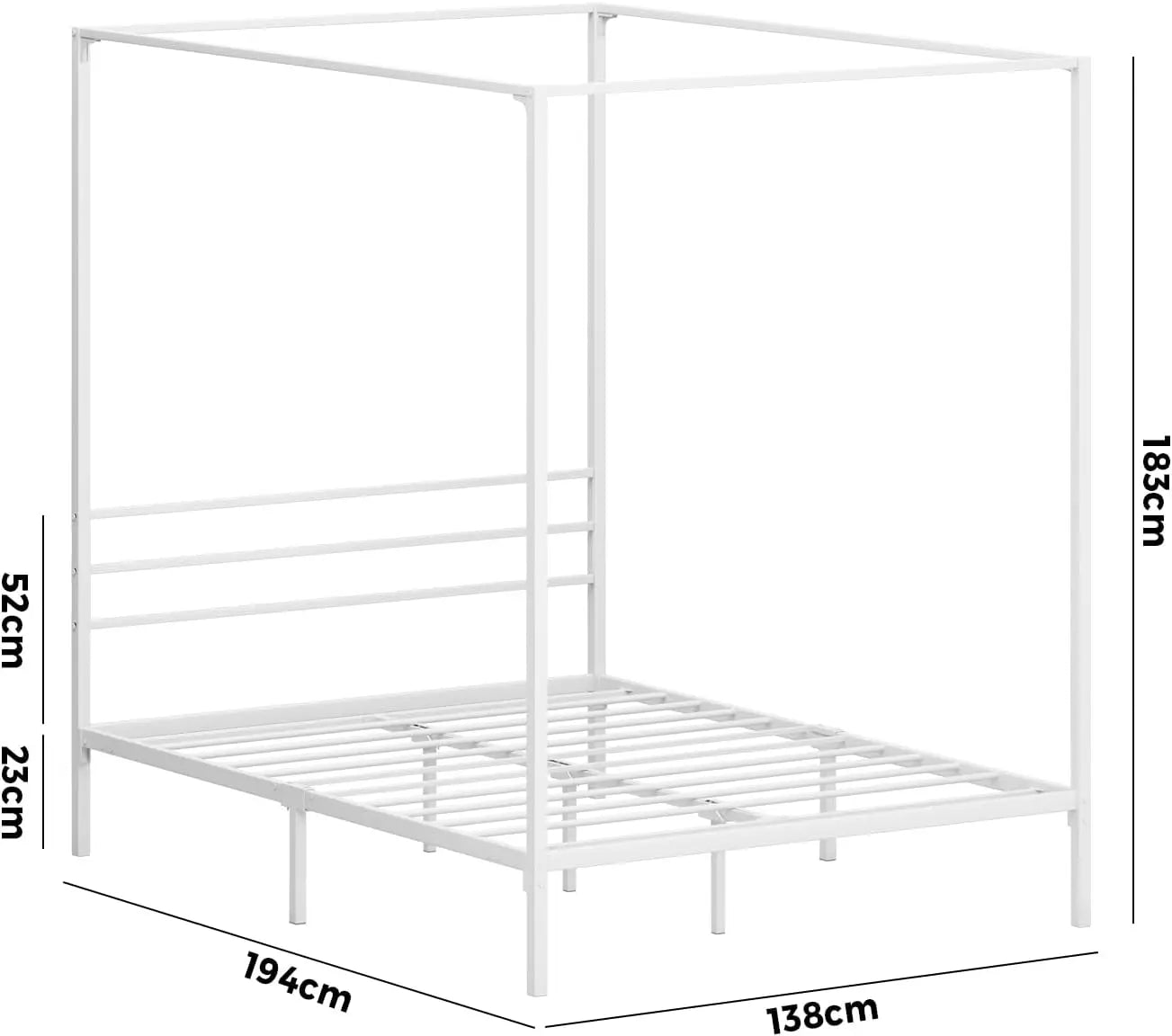 XMSJ Bed Frame Double Size Canopy - Metal Bed Base White Classic Style - Deal Done