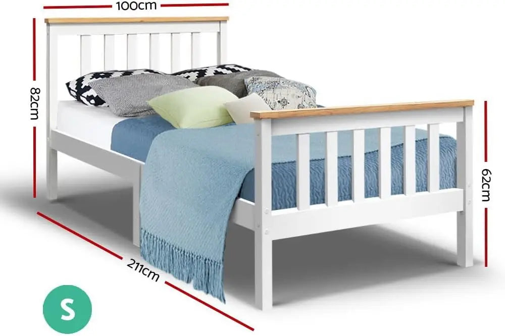 XMSJ Wooden Platform Bed Frame with Storage - White Timber Base (Single/King Single) - Deal Done