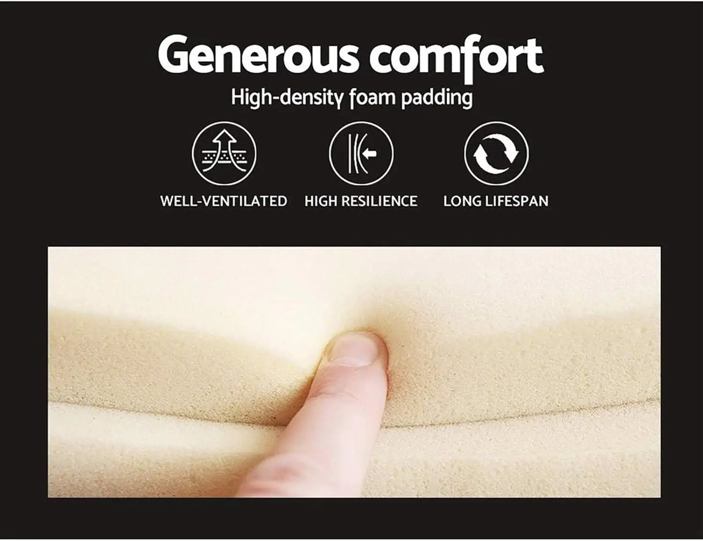 XMSJ Double Bed Frame Platform Checkered Headboard - Upholstered Charcoal Wooden Base - Deal Done