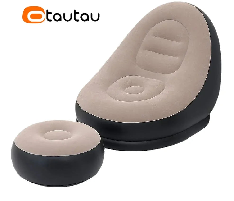 OTAUTAU Inflatable Lounger with Footstool - Outdoor Camping Recliner Sofa - Deal Done