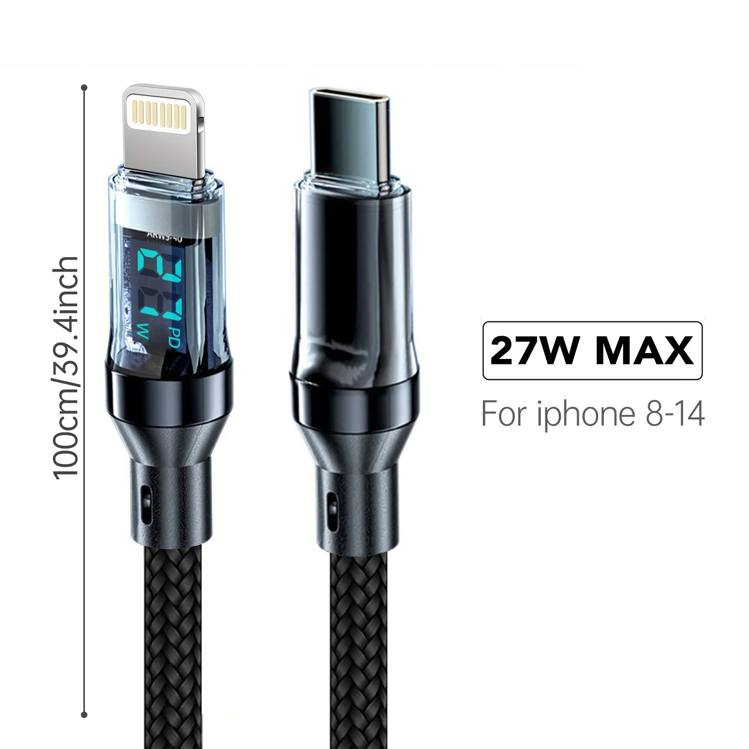 27W Fast Charge Cable – USB-A/Type-C to Lightning