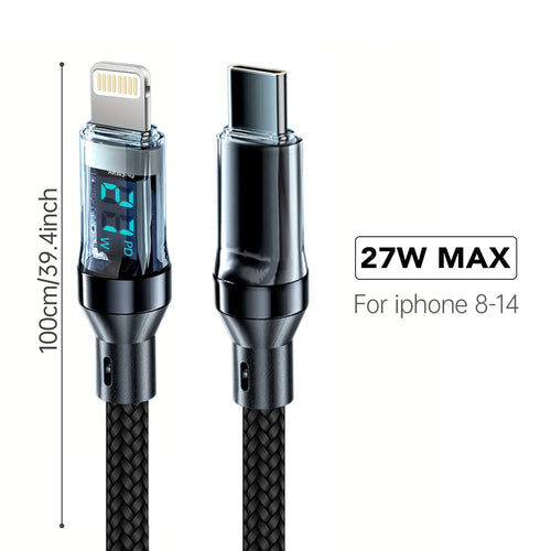27W Fast Charge Cable – USB-A/Type-C to Lightning