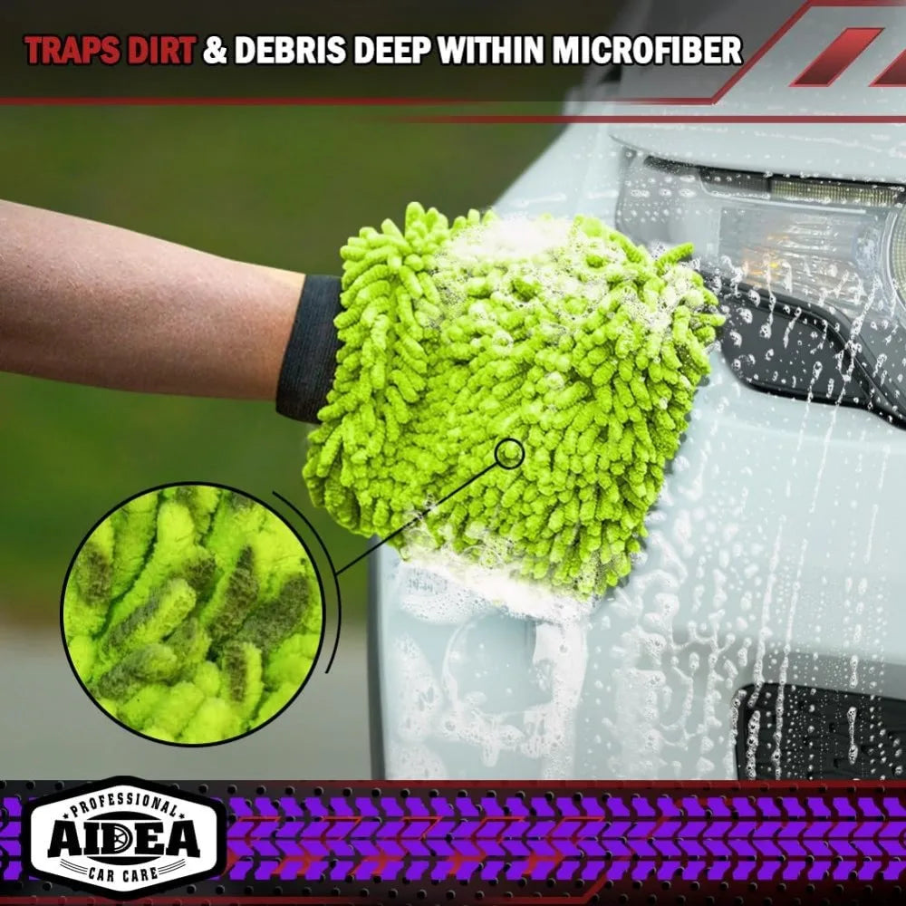 Microfiber Car Wash Gloves – Scratch-Free 1 & 2pc