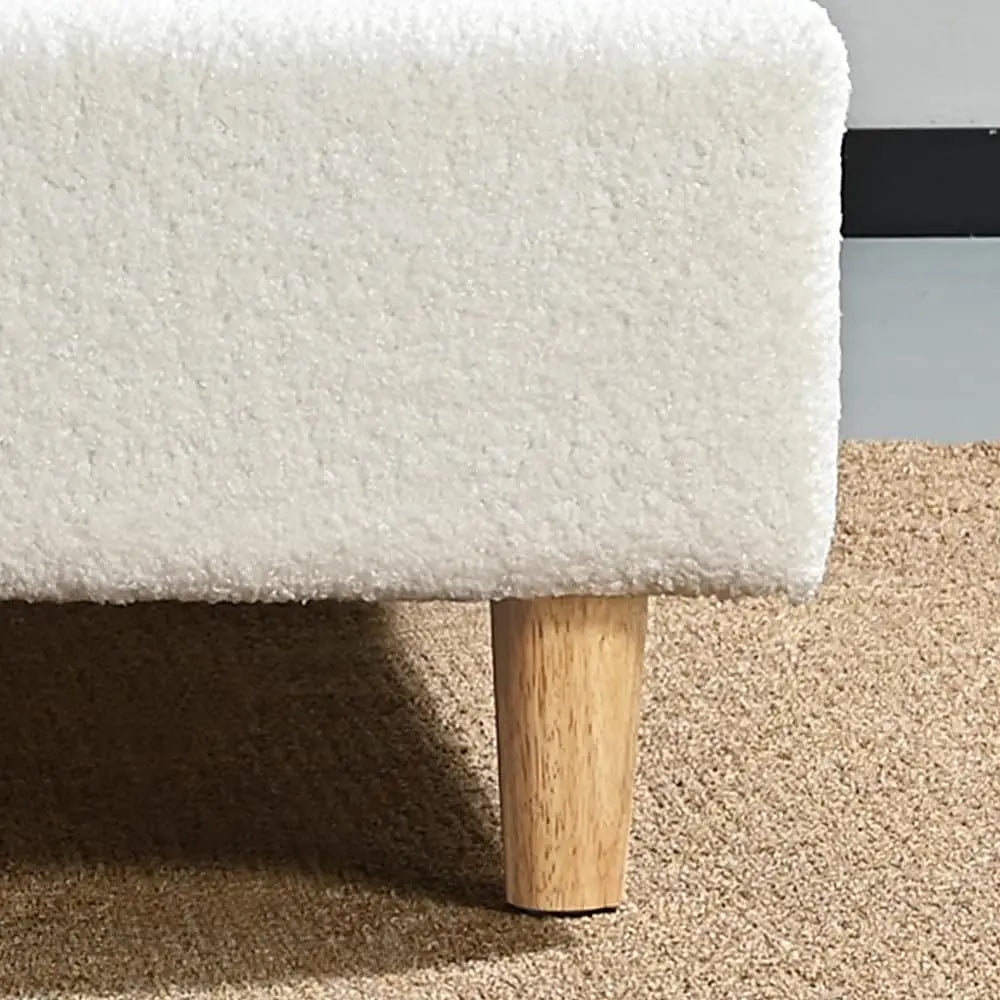 XMSJ Single Bed Frame White - Fabric Upholstered Platform with Headboard - Deal Done