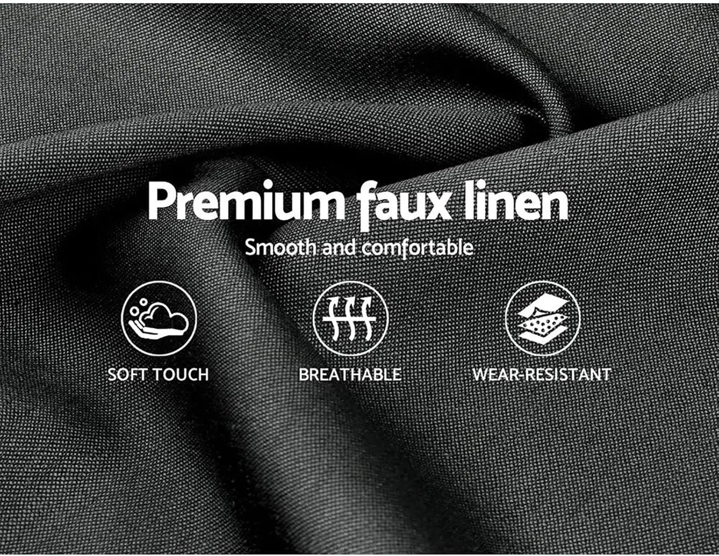 XMSJ Double Bed Frame Platform Checkered Headboard - Upholstered Charcoal Wooden Base - Deal Done