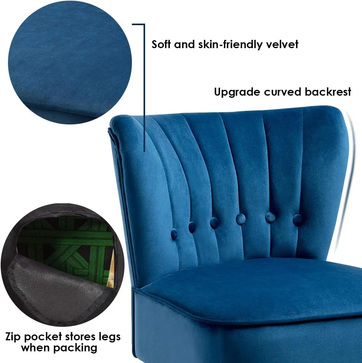 XMSJ Accent Chair Small Upholstered - Button Tufted Armless Wingback with Wood Legs - Deal Done