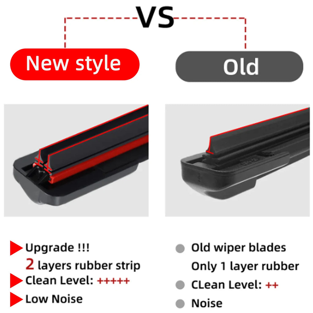 Double Rubber Wiper Blades J/U Hook – 14" to 26"