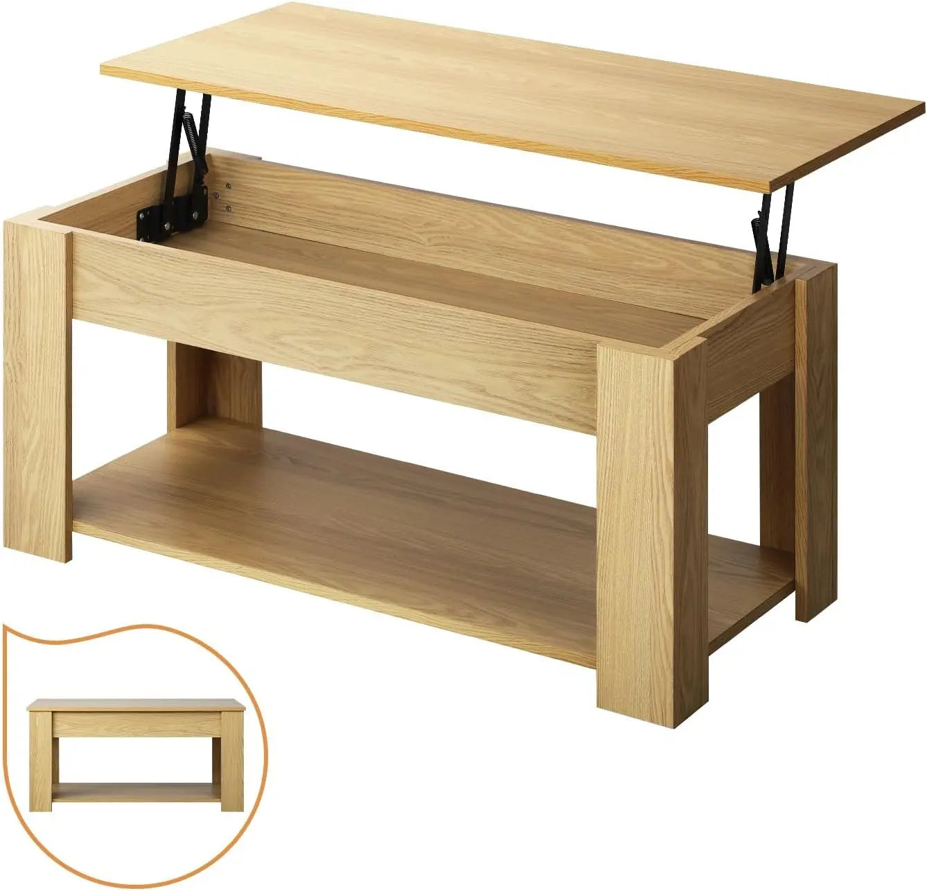 XMSJ Coffee Table with Hidden Compartment - Rising Tabletop Storage Shelf - Deal Done
