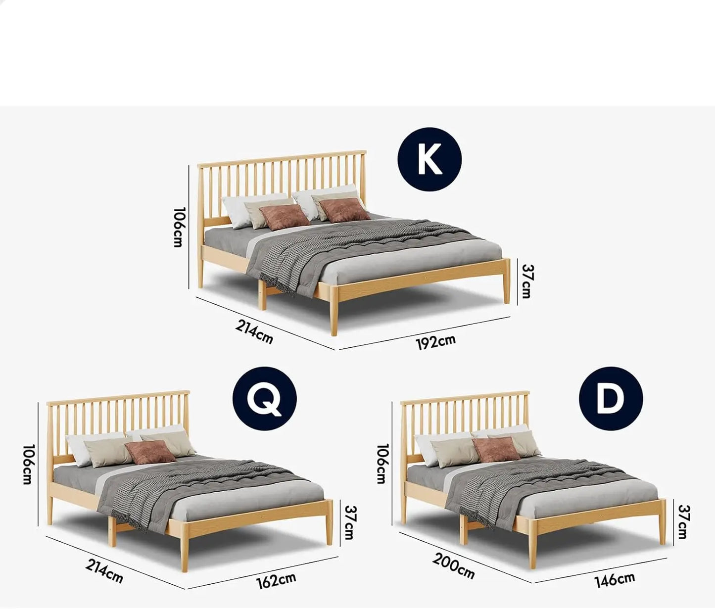 XMSJ Queen Wooden Bed Frame - Solid Pine Platform with Headboard & Timber Slats - Deal Done