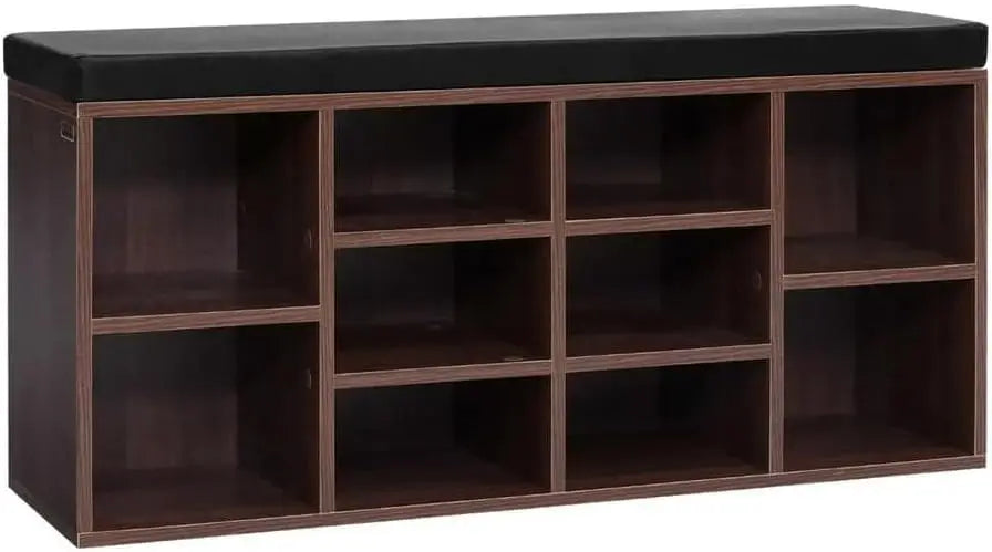 XMSJ Shoe Rack Cabinet Walnut - 10 Shelves Storage Organiser with Drawer - Deal Done