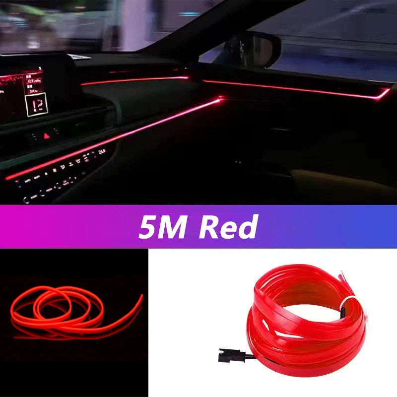 5M Car Interior LED Strip Ambient Light – 10 Colors