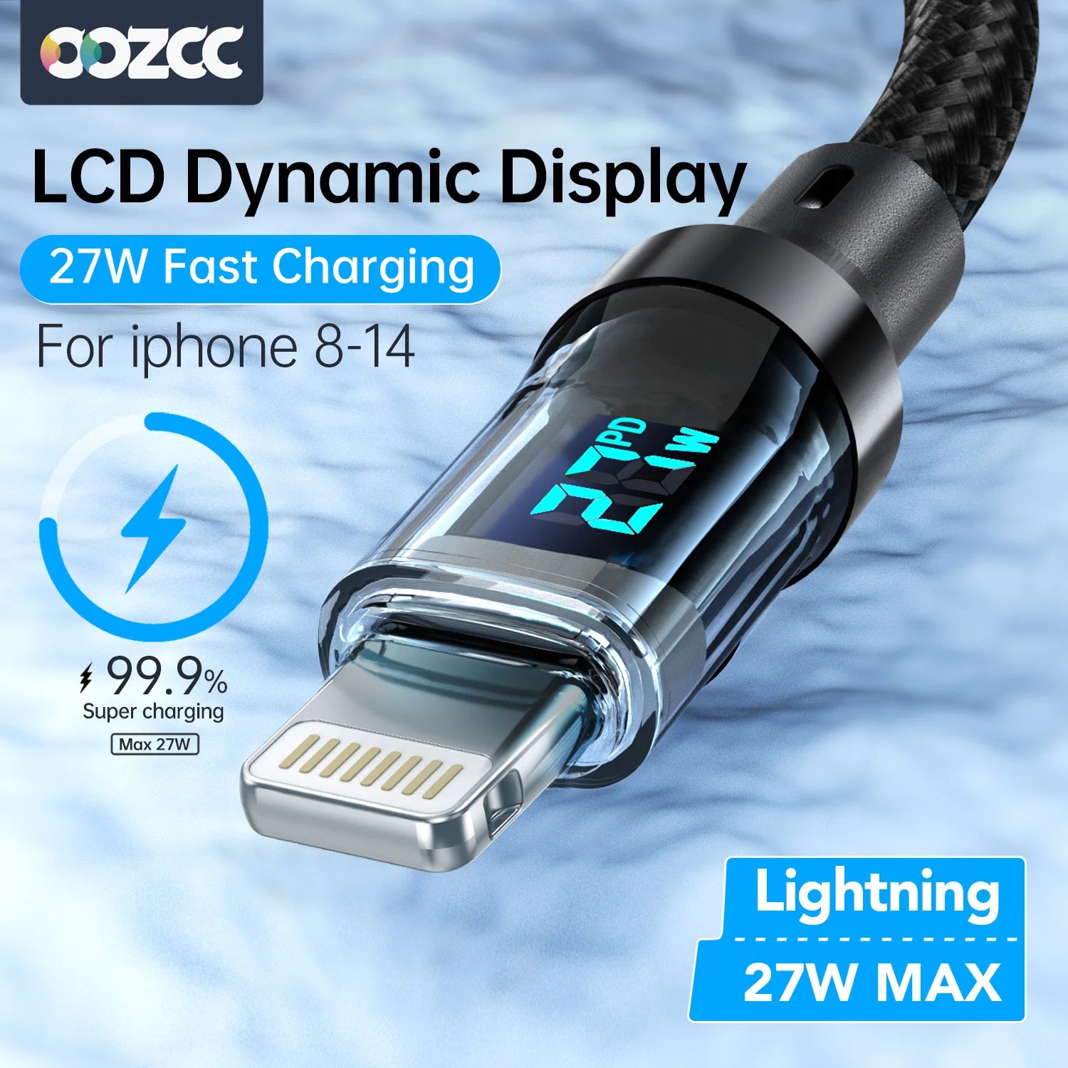 27W Fast Charge Cable – USB-A/Type-C to Lightning
