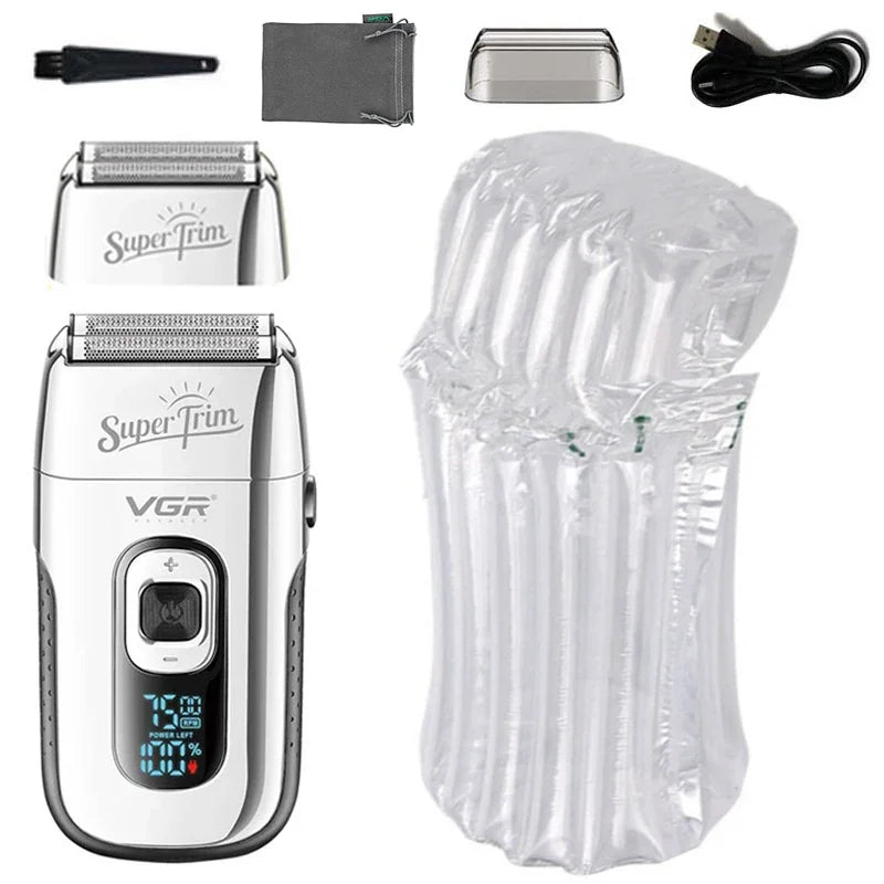 VGR 3-Speed Rechargeable Beard Electric Shaver For Men Hair Razor Bald Head Fade Shaving Machine Finishing Tool With Extra Mesh - Deal Done