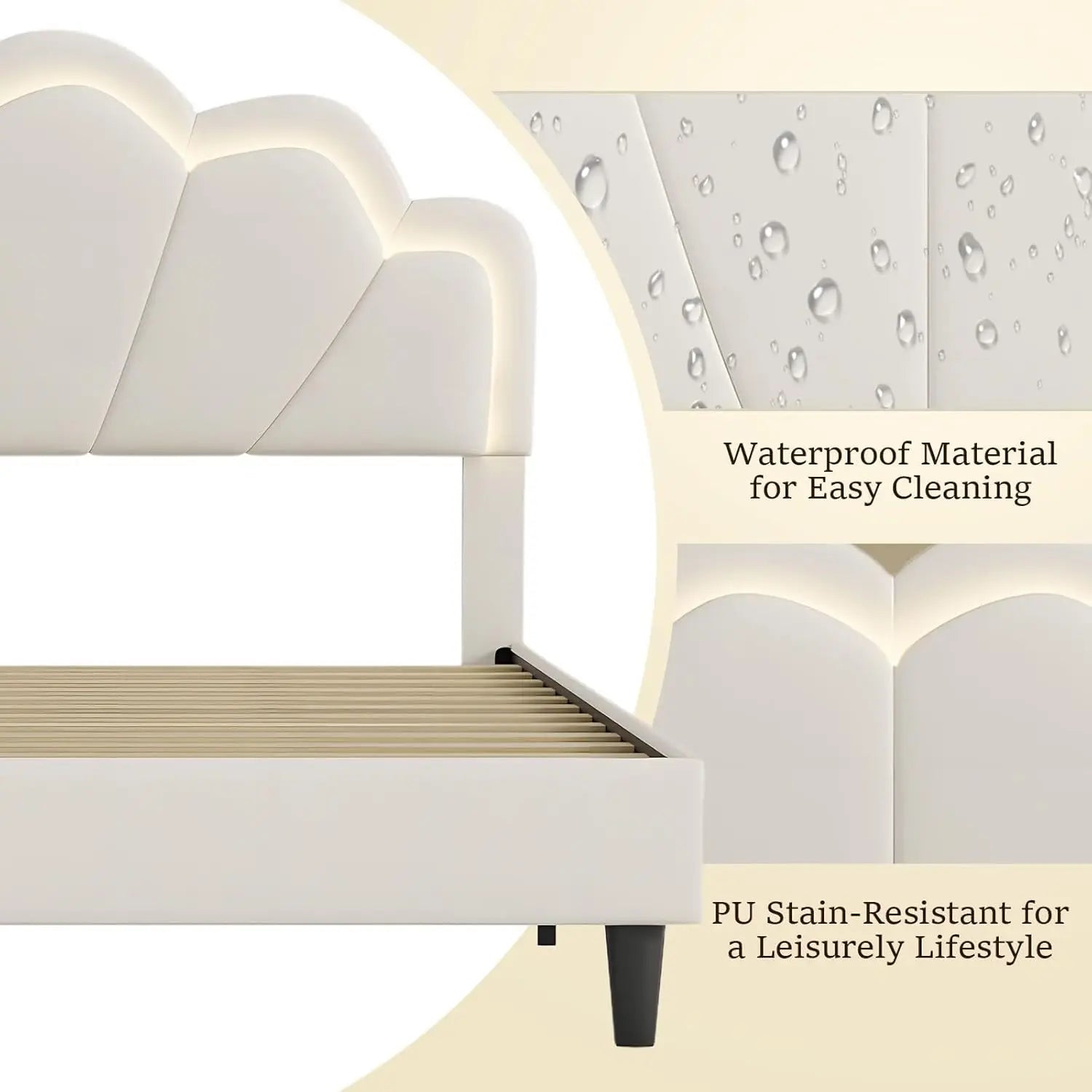 XMSJ Double Bed Frame Elegant Flowers Headboard - Metal Platform Wooden Mattress Base - Deal Done