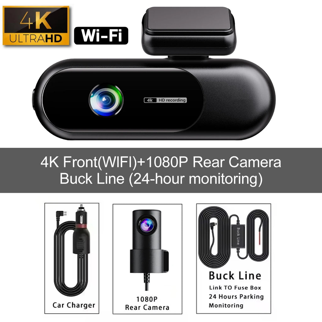 4K Dual Dash Cam WiFi – Night Vision & Parking