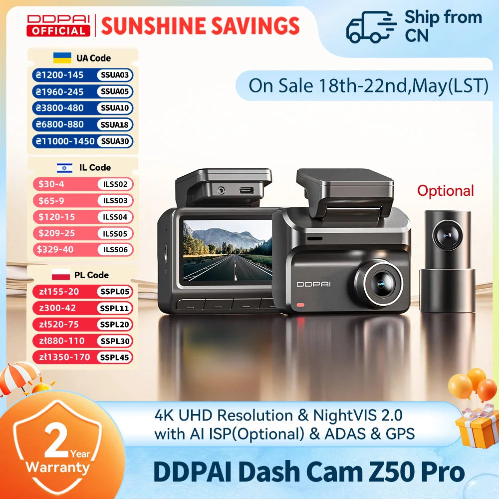 4K Dash Cam – WiFi GPS ADAS Night Vision