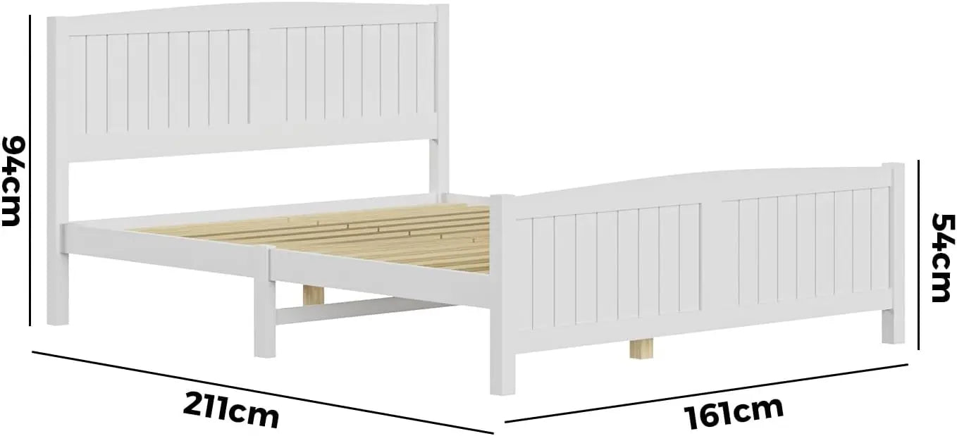 XMSJ Queen Bed Frame White Pine Wood - Platform Bed with Headboard & Footboard - Deal Done