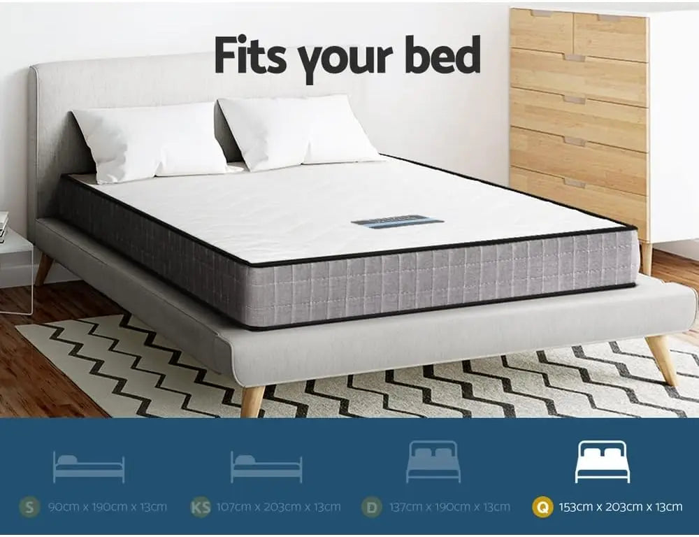 XMSJ Queen Mattress 13cm (8") Bonnell Spring - Firm Foam Topper Breathable Tight Top 5Yrs Warranty - Deal Done