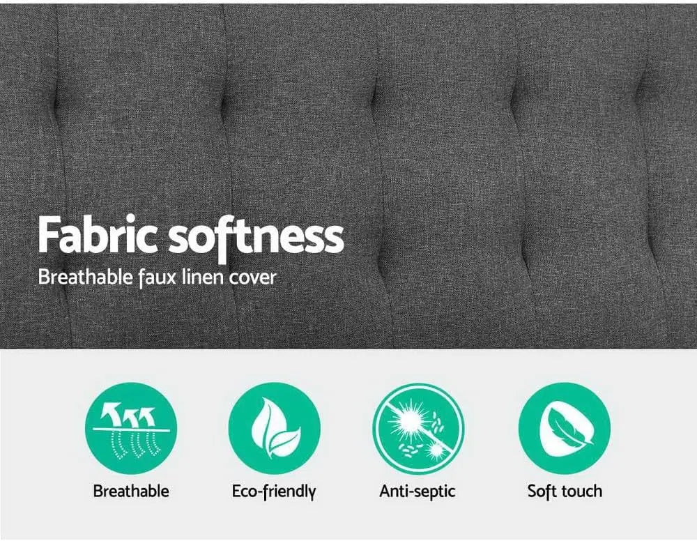 XMSJ Convertible Futon Sleeper Sofa - 1 Seater Tufted Linen Recliner with 3-Position Backrest - Deal Done