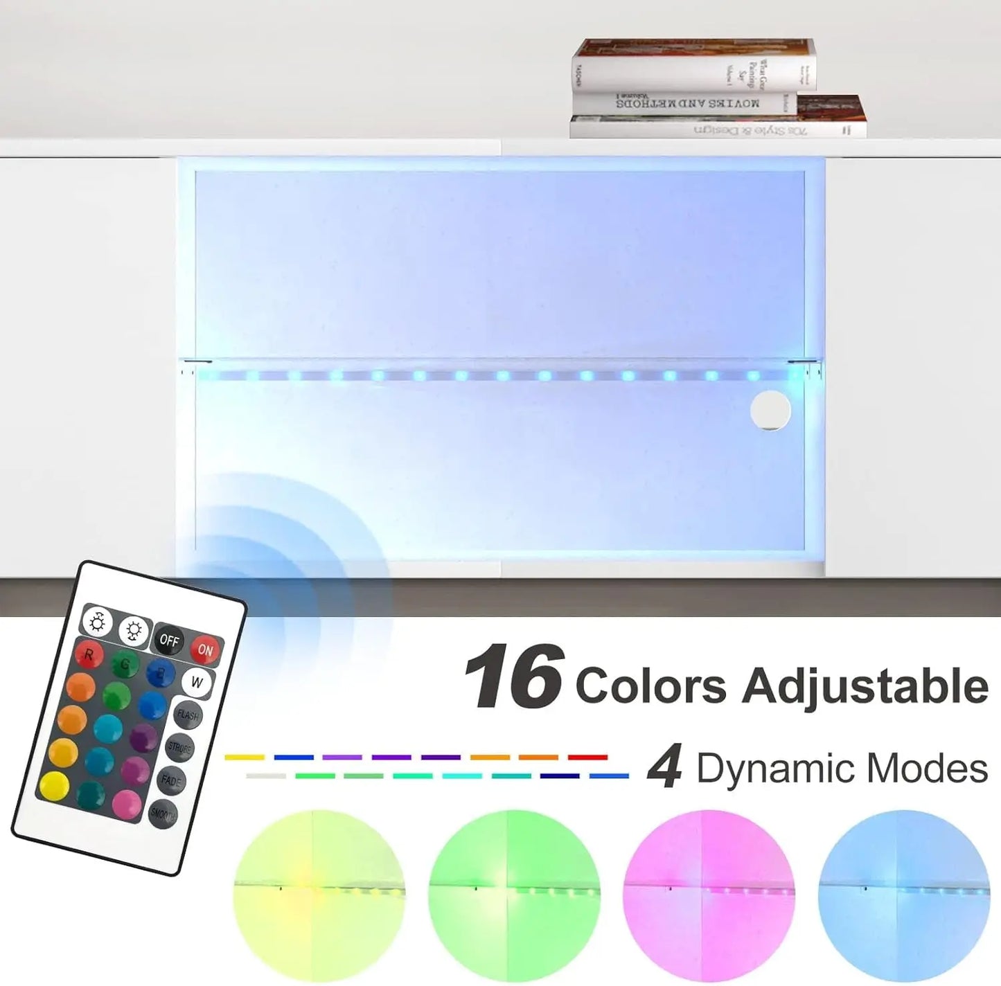 XMSJ TV Stand 60cm White - Modern Entertainment Unit with LED Light - Deal Done