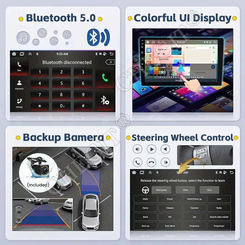 Android 13 Car Radio 7/9/10 Inch Double Din - GPS CarPlay WiFi Bluetooth Multimedia Stereo 64G