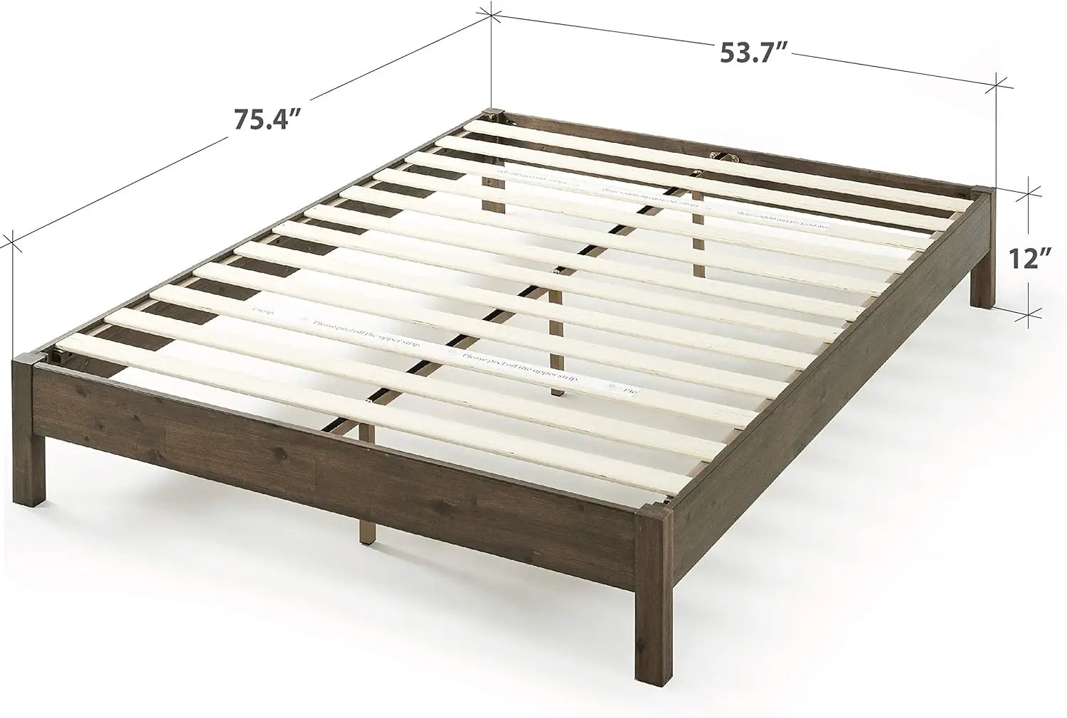 XMSJ Blake Double Bed Frame 35cm - Solid Timber Wood Slats Walnut Platform Base - Deal Done