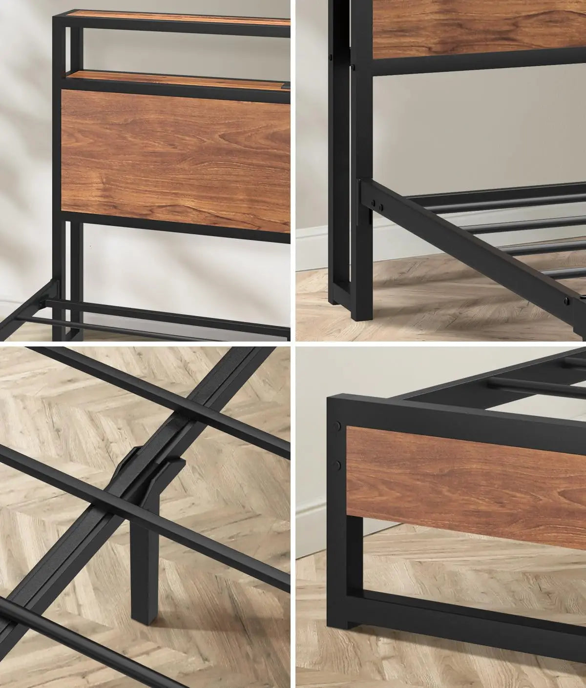 XMSJ Queen Bed Frame LED Light Charging Station - Modern Metal Platform Base - Deal Done